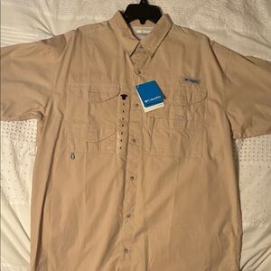 Columbia Men's Casual Tan Button Down Shirt